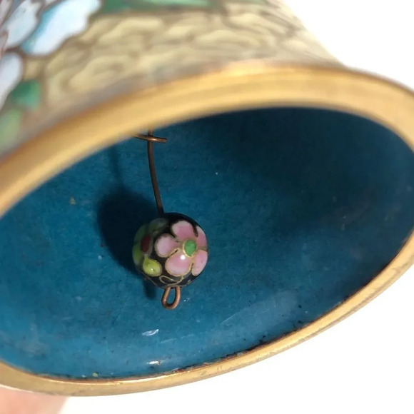 Vintage Small Floral Motif Cloisonne Bell - Picture 7 of 10